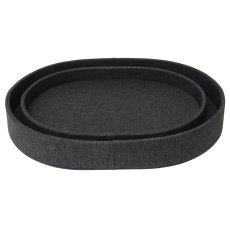 Tradestock Black Textured Faux Leather Tray set of 2