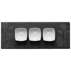Tradestock Flowers Slate Serving Board with 3 Dishes