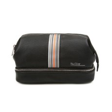 Paul Oliver Mens Black Wash Bag With Stripe