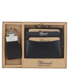 Ashwood Leather Black Wallet & Keyring Gift Set Ashwood Leather Black Wallet & Keyring Gift Set