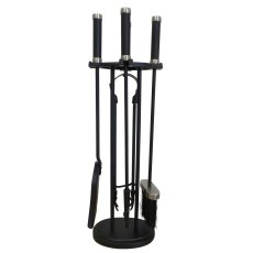 Black Isle Forge Large Black and Pewter Fireside Companion Set