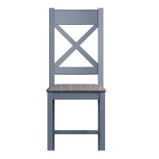 Heritage Editions Blue Cross Back Dining Chair with Check Grey Fabric Seat