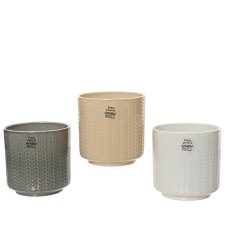 Kaemingk Stoneware Embossed Leaf Planter Kaemingk Stoneware Embossed Leaf Planter