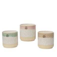 Kaemingk Stoneware Embossed Tricolour Planter Kaemingk Stoneware Embossed Tricolour Planter