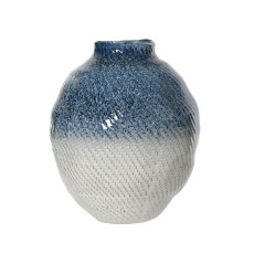 Kaemingk Large Blue and White Textured Stoneware Vase Kaemingk Large Blue and White Textured Stoneware Vase