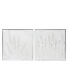 Kaemingk White Textured Floral Painting on Canvas Kaemingk White Textured Floral Painting on Canvas