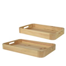 Kaemingk Set of 2 Deco Plate Pinewood Trays Kaemingk Set of 2 Deco Plate Pinewood Trays