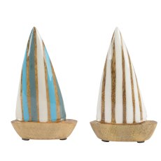 Kaemingk Mangowood and Enamel Boat Ornament Small