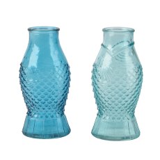 Kaemingk Transparent Colour Textured Glass Fish Vase Kaemingk Transparent Colour Textured Glass Fish Vase
