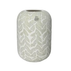Kaemingk Green and White Reactive Glaze Earthenware Vase