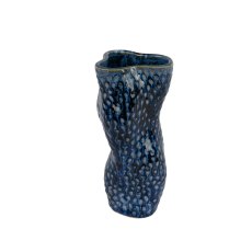 Kaemingk Abstract Dark Blue Twisted Porcelain Vase
