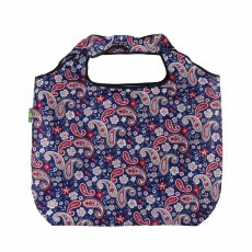 Eco Chic Blue Paisley Large Reusable Foldable Shopper Bag