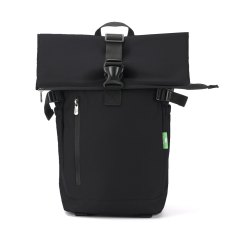 Eco Chic Black Recycled Canvas Roll Top Backpack