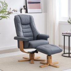 Sardinia Swivel Recliner Chair & Stool in Petrol Blue