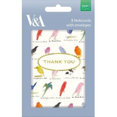V&A Thank You Edward Lear Birds Notecards Pack of 8 V&A Thank You Edward Lear Birds Notecards Pack of 8