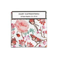 Red Floral Napkins Pack of 20