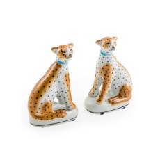 McGowan Rutherford Pair of Ceramic Sitting Leopard Figures