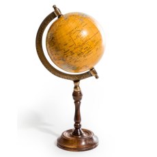 McGowan Rutherford Antique Brown Globe on Wooden Stand McGowan Rutherford Antique Brown Globe on Wooden Stand