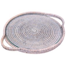 Lows Artisan Weave Round Rattan Cheese Tray with Glass