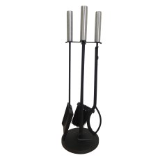 Lows Black Isle Forge Black and Nickel Fireside Companion Set