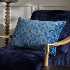 Paoletti Boteh Blue & Navy Printed Velvet Cushion
