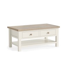 Cottage Collection Coffee Table with Drawer in Coconut