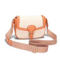David Jones Peach Textile Half Flap Crossbody Bag David Jones Peach Textile Half Flap Crossbody Bag