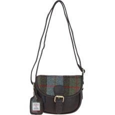 Ashwood Leather Harris Tweed Brown Macleod Saddle Crossbody Bag