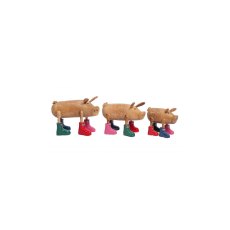 Quirky Barn Wooden Pig in Hunter Wellies
