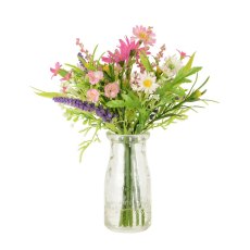 Floralsilk Daisy & Blossom in Milk Bottle