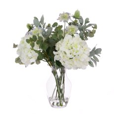 Floralsilk Elegant White Hydrangea Vase