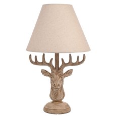 Widdop Hestia Wood Effect Stags Head Table Lamp