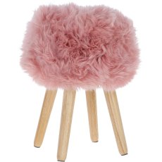 Ashwood Leather Wool Stool Pink