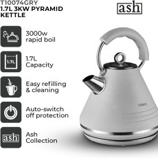 Tower Ash 1.7L Pyramid Kettle Grey