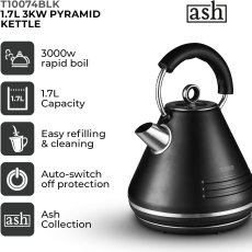 Tower Ash 1.7L Pyramid Kettle Black