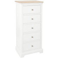 Broadway 5 Drawer Tallboy in White