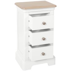 Broadway 3 Drawer Compact Bedside Table in White