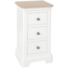 Broadway 3 Drawer Compact Bedside Table in White