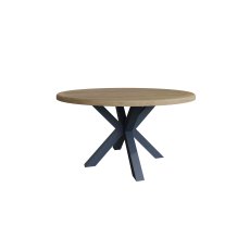 Heritage Editions Blue Large Round Dining Table and 6 Upholstered Chairs