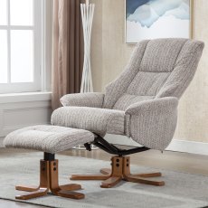 Florida Swivel Recliner Chair and Stool Set in Wheat