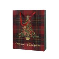 Kaemingk Check Christmas Tree Gift Bag