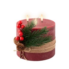 Kaemingk Large Decorative Red LED Triple Wick Candle
