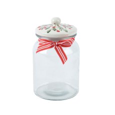 Kaemingk Tall Glass Storage Jar with Ribbon