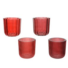 Kaemingk Red Textured Glass Tealight Holder