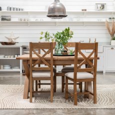 Manor Oak 1.5m Extending Crossed Leg Dining Table with 4 Cross Back Chairs