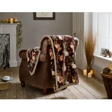 Deyongs Sherpa Fleece Throw Woodland Wildlife Wine