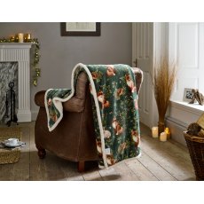 Deyongs Sherpa Fleece Throw Woodland Wildlife Sage