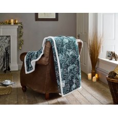 Deyongs Sherpa Fleece Throw Woodland Folk Green