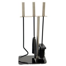 Black Isle Forge Black Glass & Stainless Steel Companion Set Black Isle Forge Black Glass & Stainless Steel Companion Set