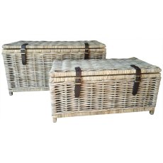 Glenweave Rectangle Trunk Basket with Leather Straps Glenweave Rectangle Trunk Basket with Leather Straps